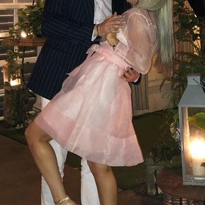 Maje Pink Silk Organza Shirt Dress Size 3